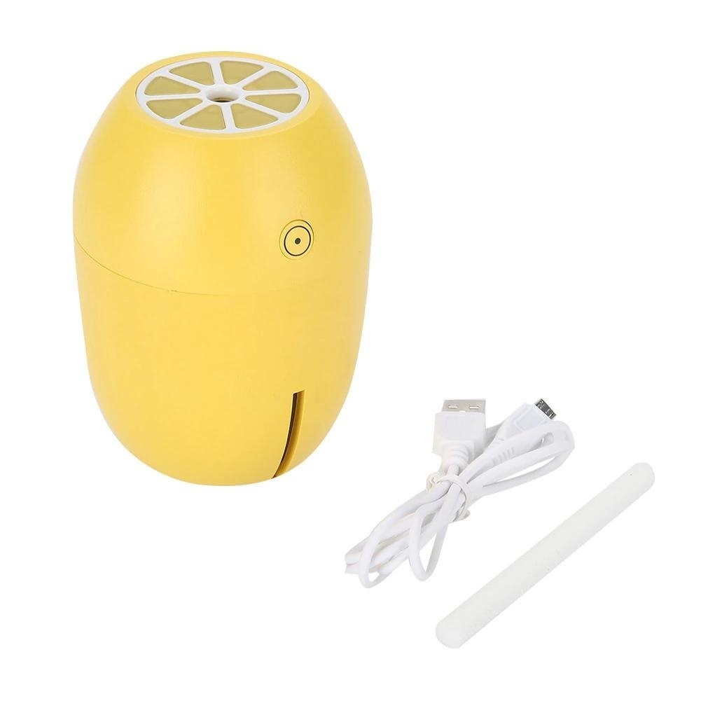 Umidificator aer portabil mini cu LED, aromaterapie, USB, design lamaie, galben 3