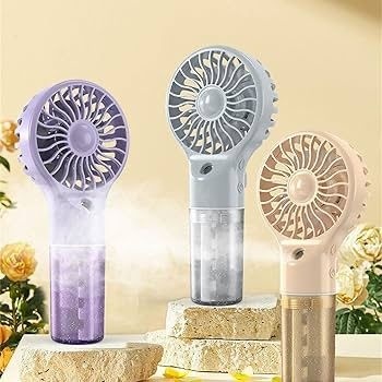 Ventilator portabil cu pulverizare apa, 4 trepte viteza, rezervor apa, reincarcabil USB, portocaliu deschis 4