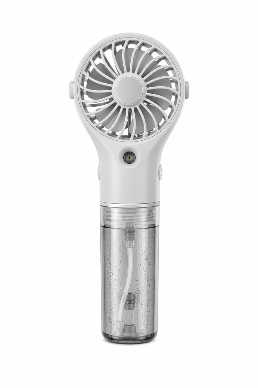 Ventilator portabil cu pulverizare apa, 4 trepte viteza, rezervor apa, reincarcabil USB, alb 4