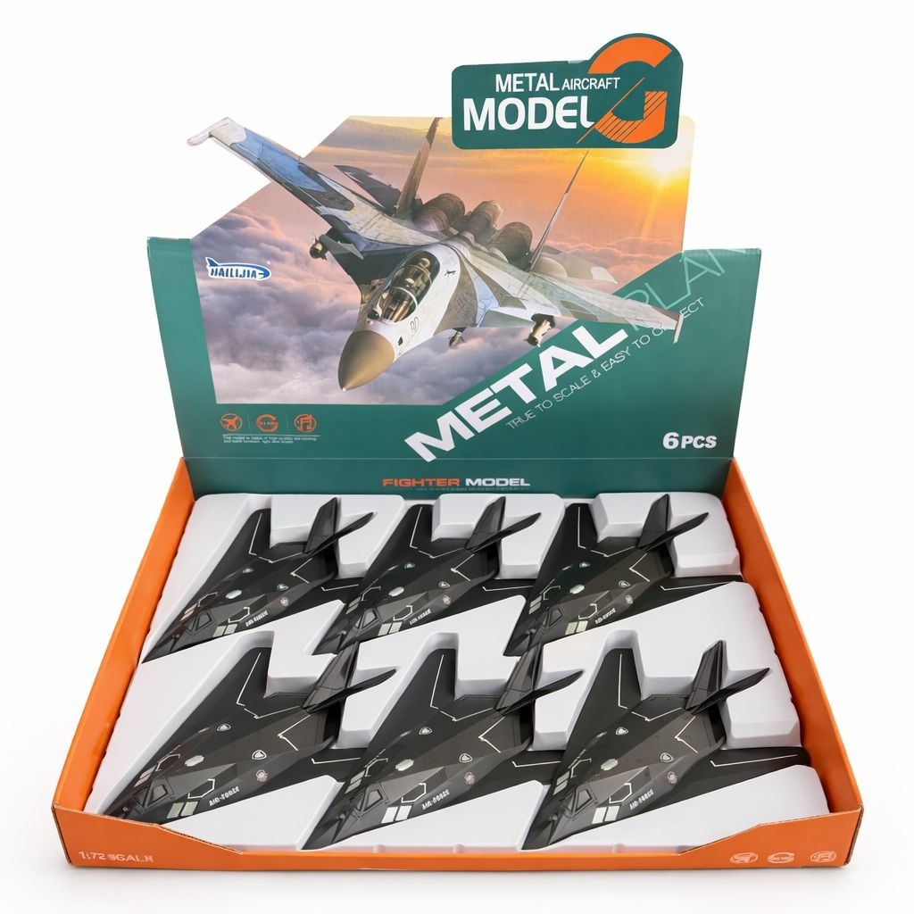 Avion stealth jucarie metalic negru cu lumini si sunete model realist 24 cm 2