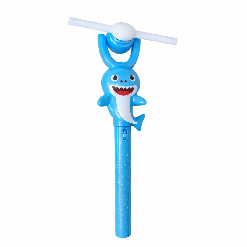 Baghetă magică cu elice rotativă și lumini, model rechin, jucărie interactivă pentru copii, Albastră, 35 cm 2