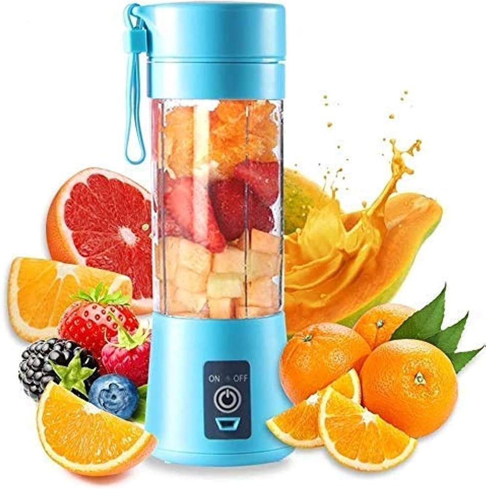 Blender portabil electric pentru smoothie si sucuri, reincarcabil USB 2000mAh, albastru 2