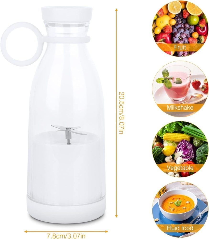 Blender portabil USB pentru smoothie si sucuri, mini mixer reincarcabil 420 ml alb 5