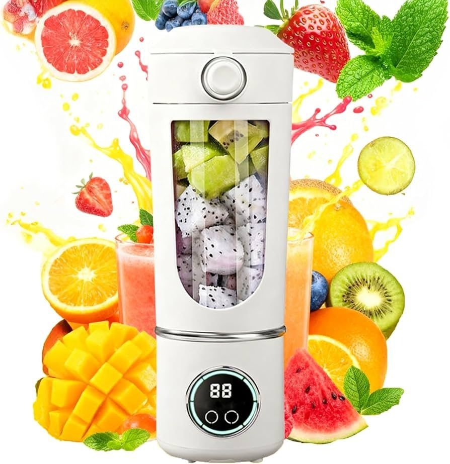 Blender portabil wireless 700ml cu 12 lame, 4 viteze si incarcare USB Type-C, alb