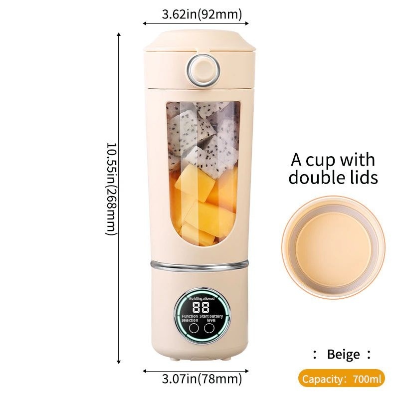 Blender portabil wireless 700ml cu 12 lame, 4 viteze si incarcare USB Type-C, crem 2