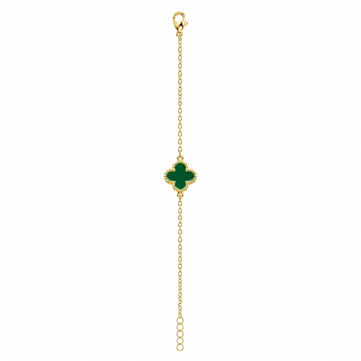 Brățară aurie Roxé cu simbol verde elegant, reglabilă 16.5+6 cm 3