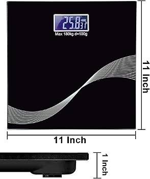 Cântar de baie digital din sticlă, negru, cu display LCD mare 3