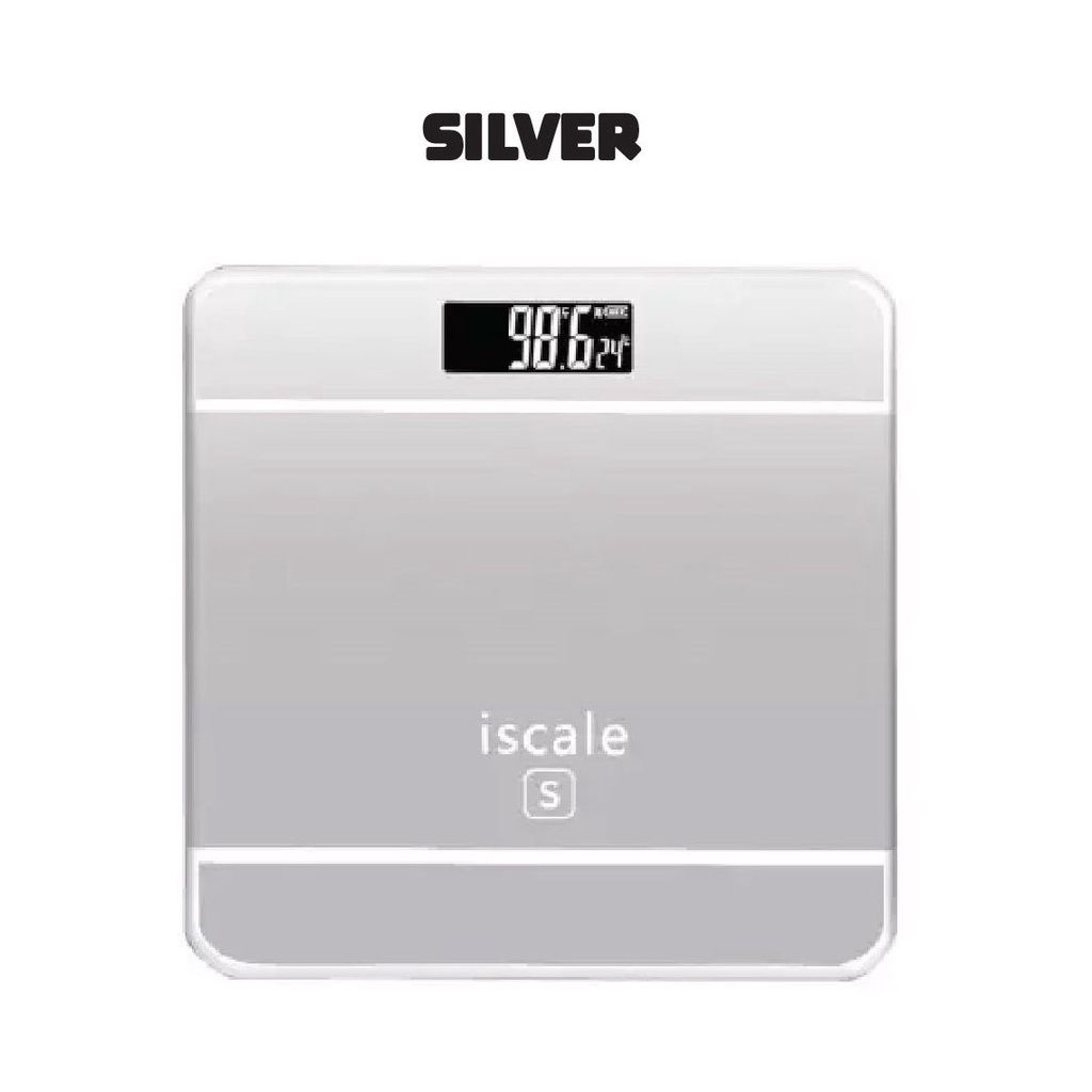 Cântar electronic de baie iScale, display touchscreen, material sticlă și plastic, argintiu metalic
