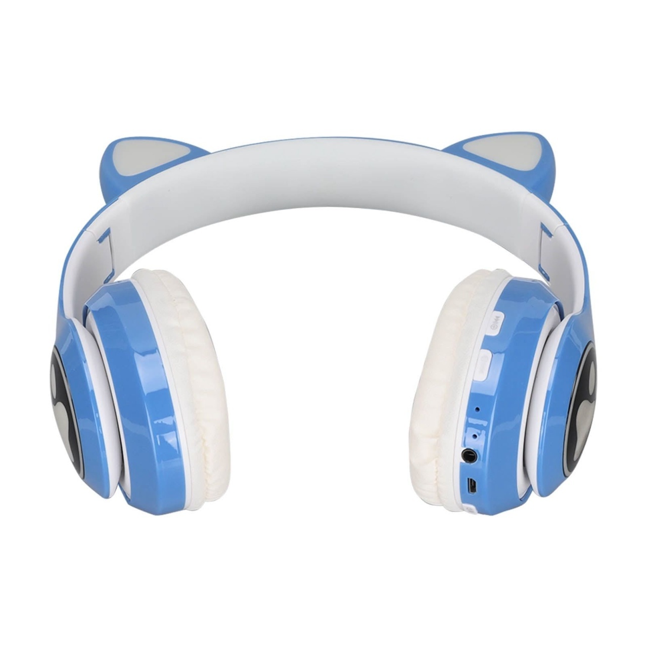 Căști wireless cu urechi de pisică și lumini LED, design ergonomic, Albastru 3