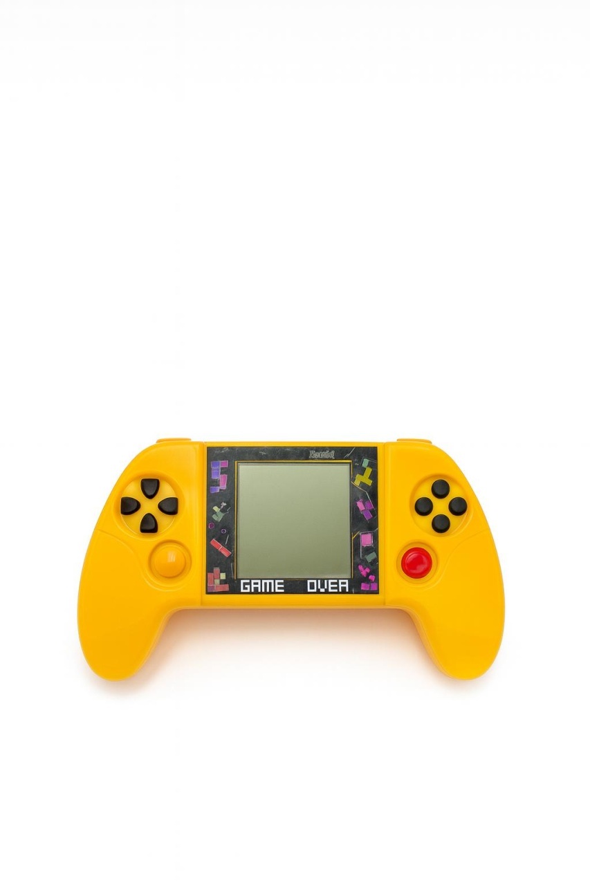 Consola portabila Tetris Game Mini cu multiple jocuri retro culoare galben, 18.5x10.5cm 2