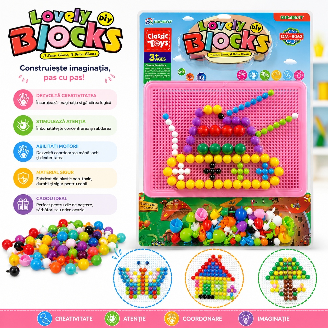 Joc Educativ cu Pioni , model tanc, pentru Copii – Joc Creativ DIY 2