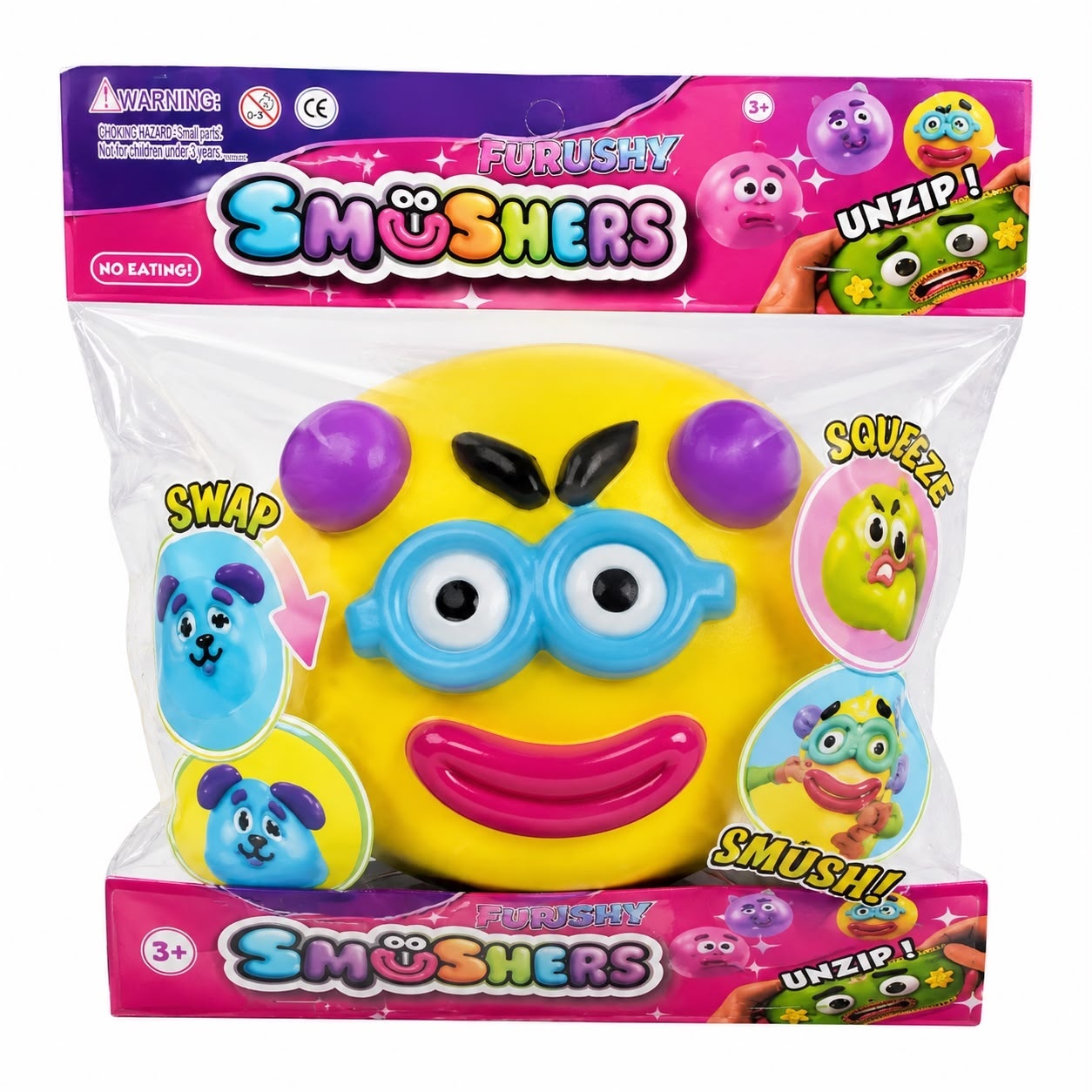 Jucărie Antistres Squishy Smushers, Personaj Amuzant, Moale și Elastică, Model Aleatoriu 2