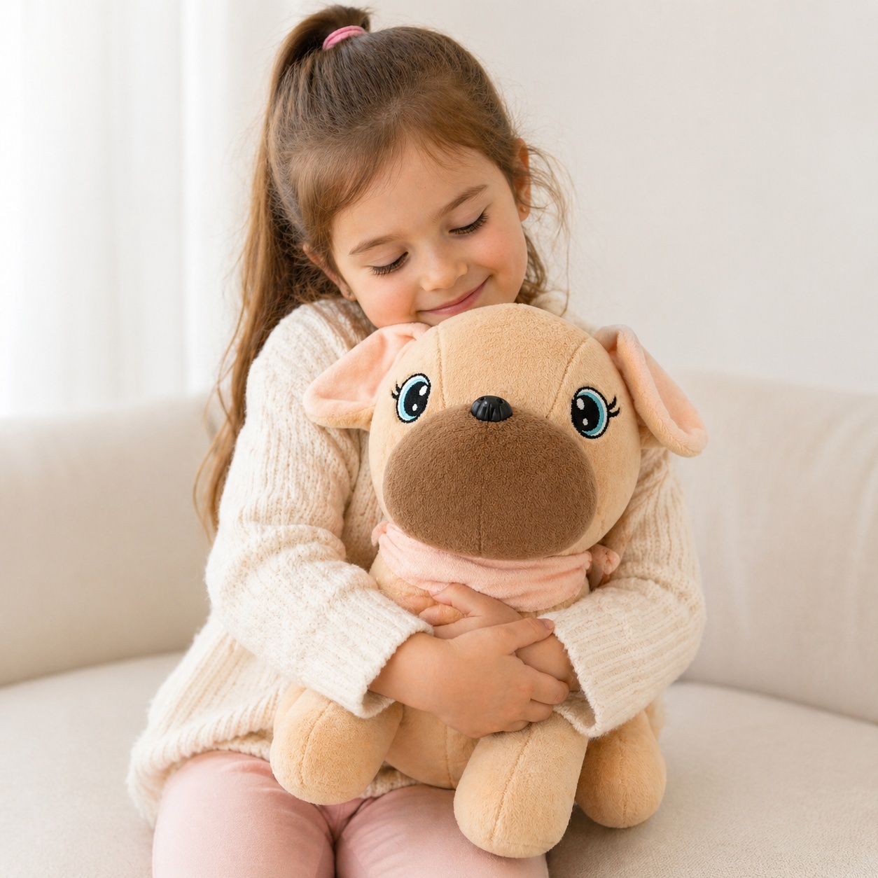 Jucărie de pluș cățeluș bej 30 cm – design adorabil 3
