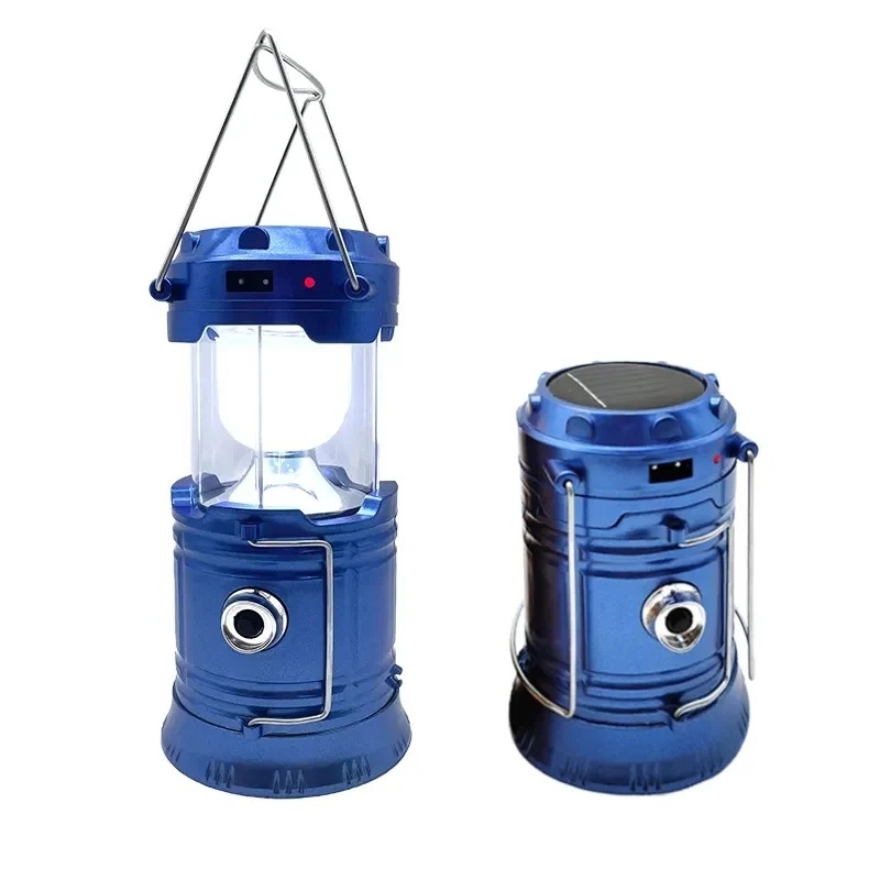 Lanteră reîncărcabilă de camping MH-5800T, plastic durabil, LED 6+1, albastră