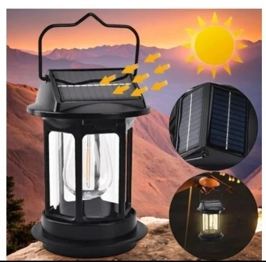 Lanterna solară cu senzor pentru exterior, plastic negru, reîncărcare solară și încărcare USB 2