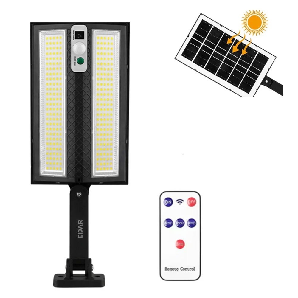Lumină cu senzor solar ECB, plastic, control de la distanță, 24 x 10 x 2.2 cm, negru 2