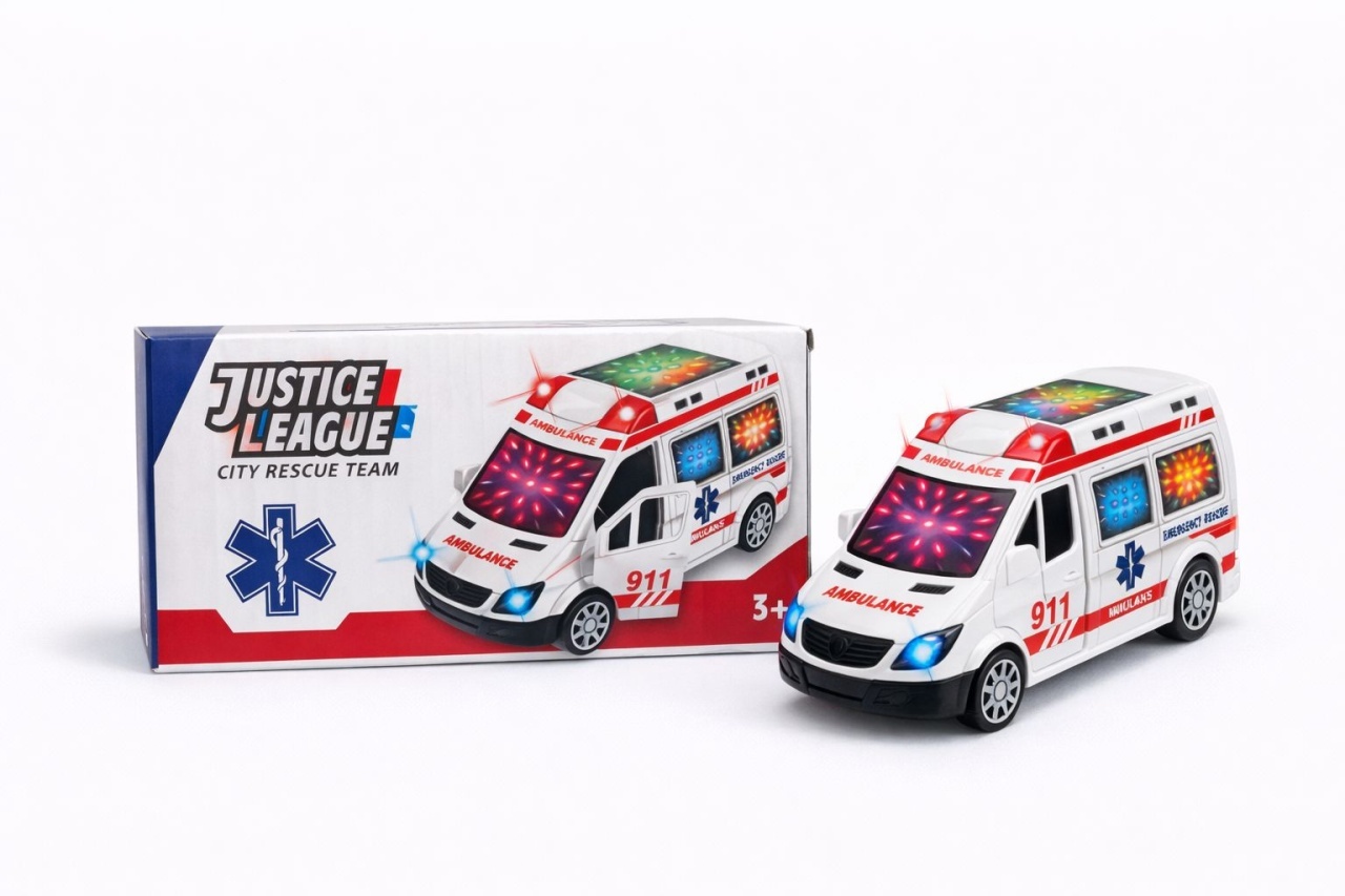 Masina ambulanta duba cu lumini 3D si sunet, City Rescue Team 14 cm