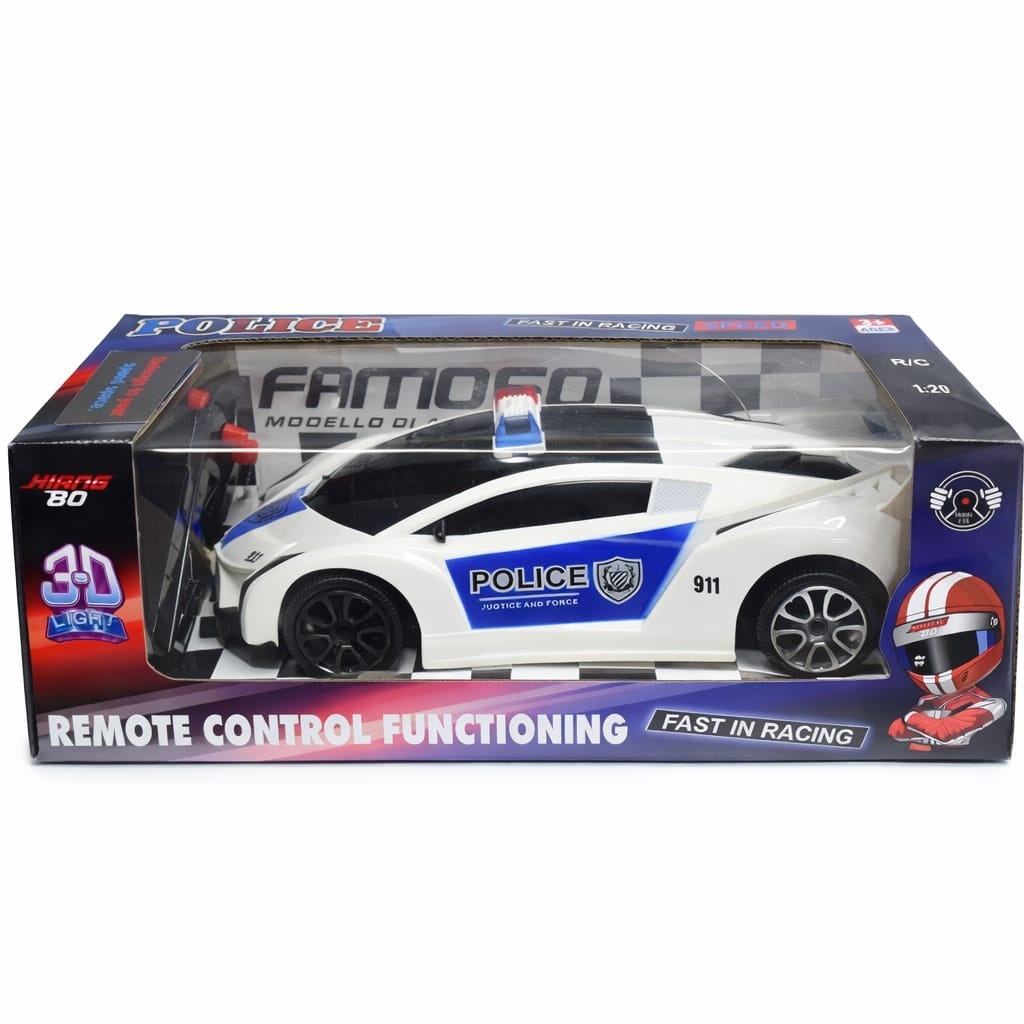 Mașină cu telecomandă Adventura Toys, plastic, lumini, albastru-alb 2