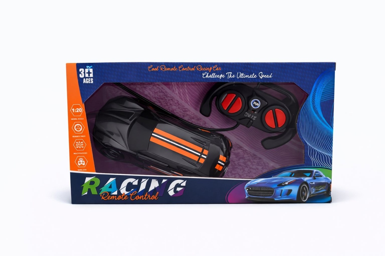 Masina cu telecomanda RC sport design racing negru cu portocaliu/negru cu albastru 30.5x21.5x7.5 cm 2