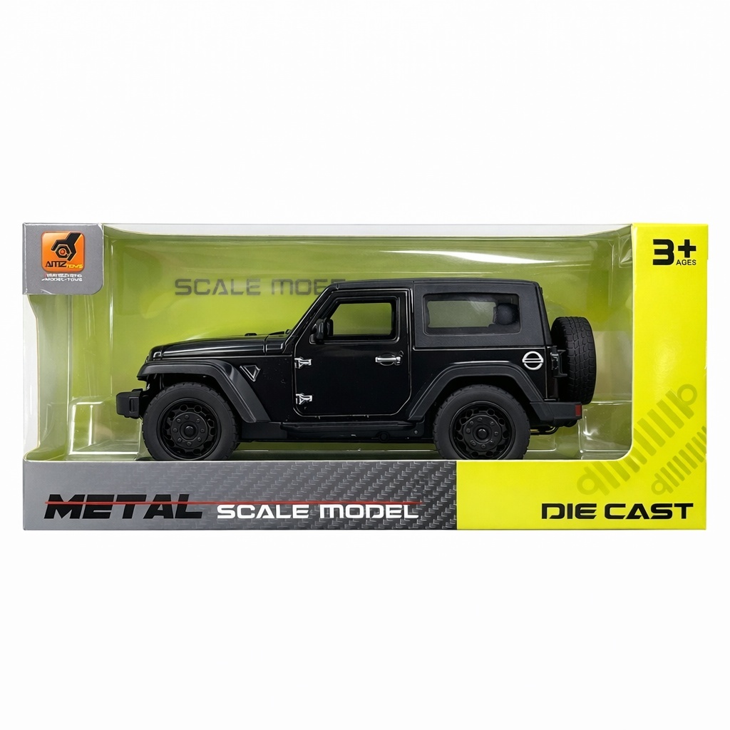 Masinuta off road neagra metalica, detalii realiste, 15.5x7 cm 2