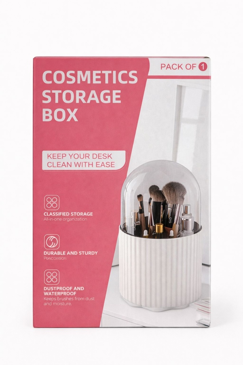 Organizator cosmetic cu capac transparent, cutie depozitare pensule machiaj, crem 3