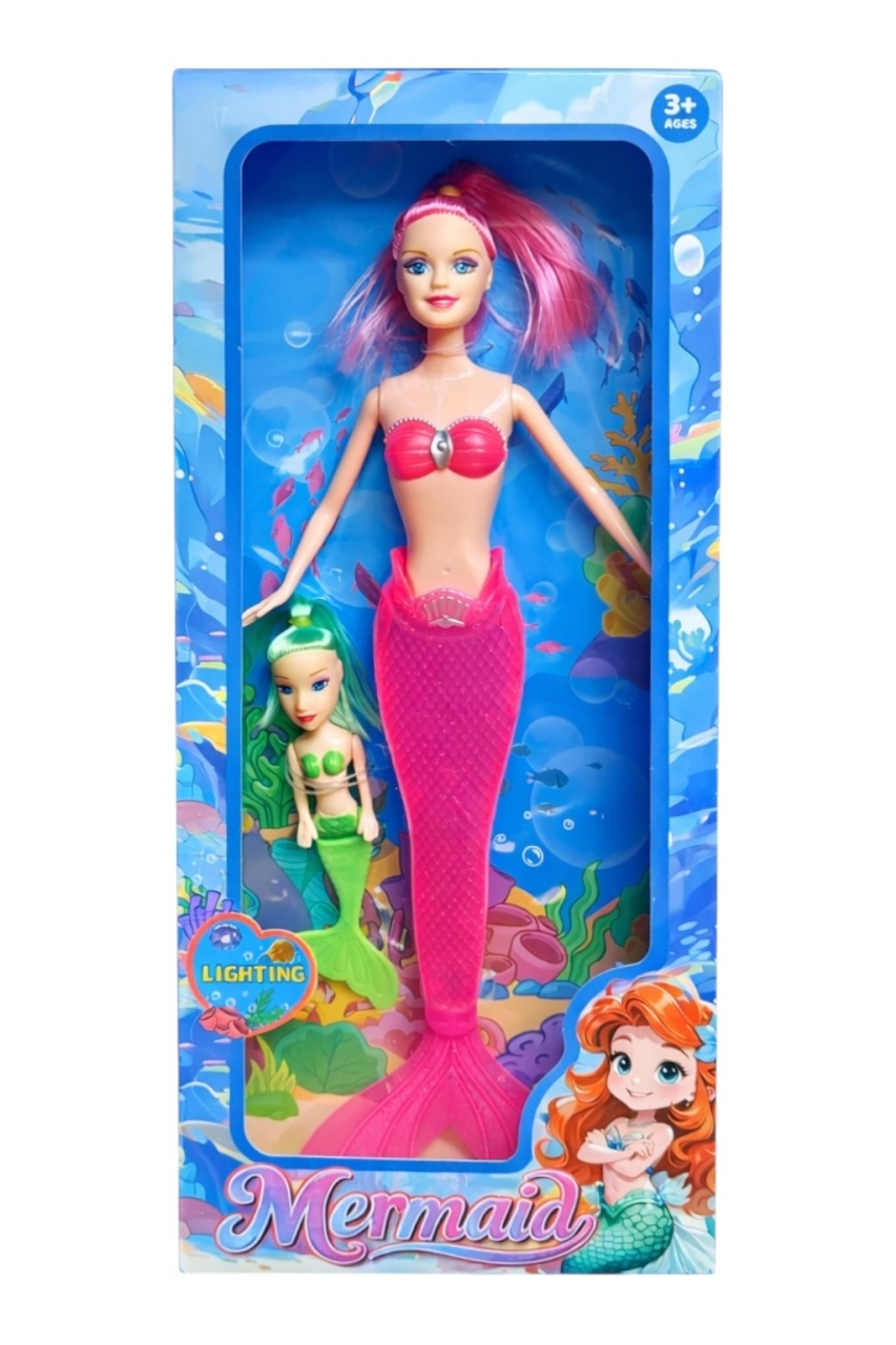 Papusa sirena roz+ mini papusa sirena albastra 2