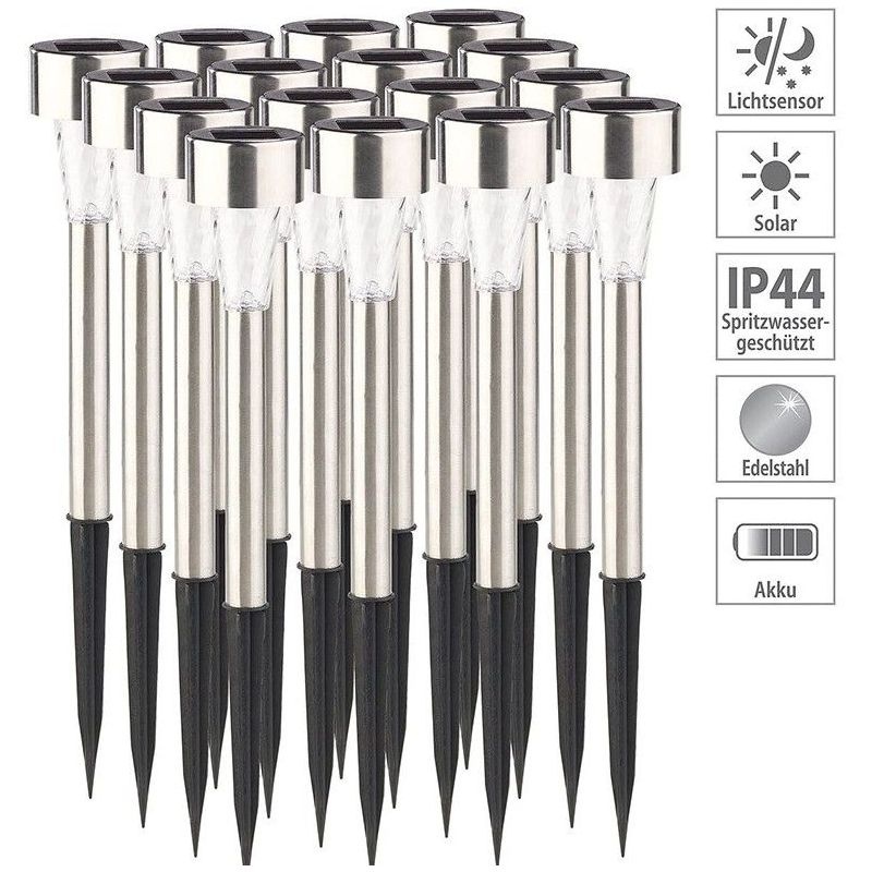 Set 10 Lămpi Solare LED pentru Grădină, Metal și Plastic, Lumină rece, Argintii 5
