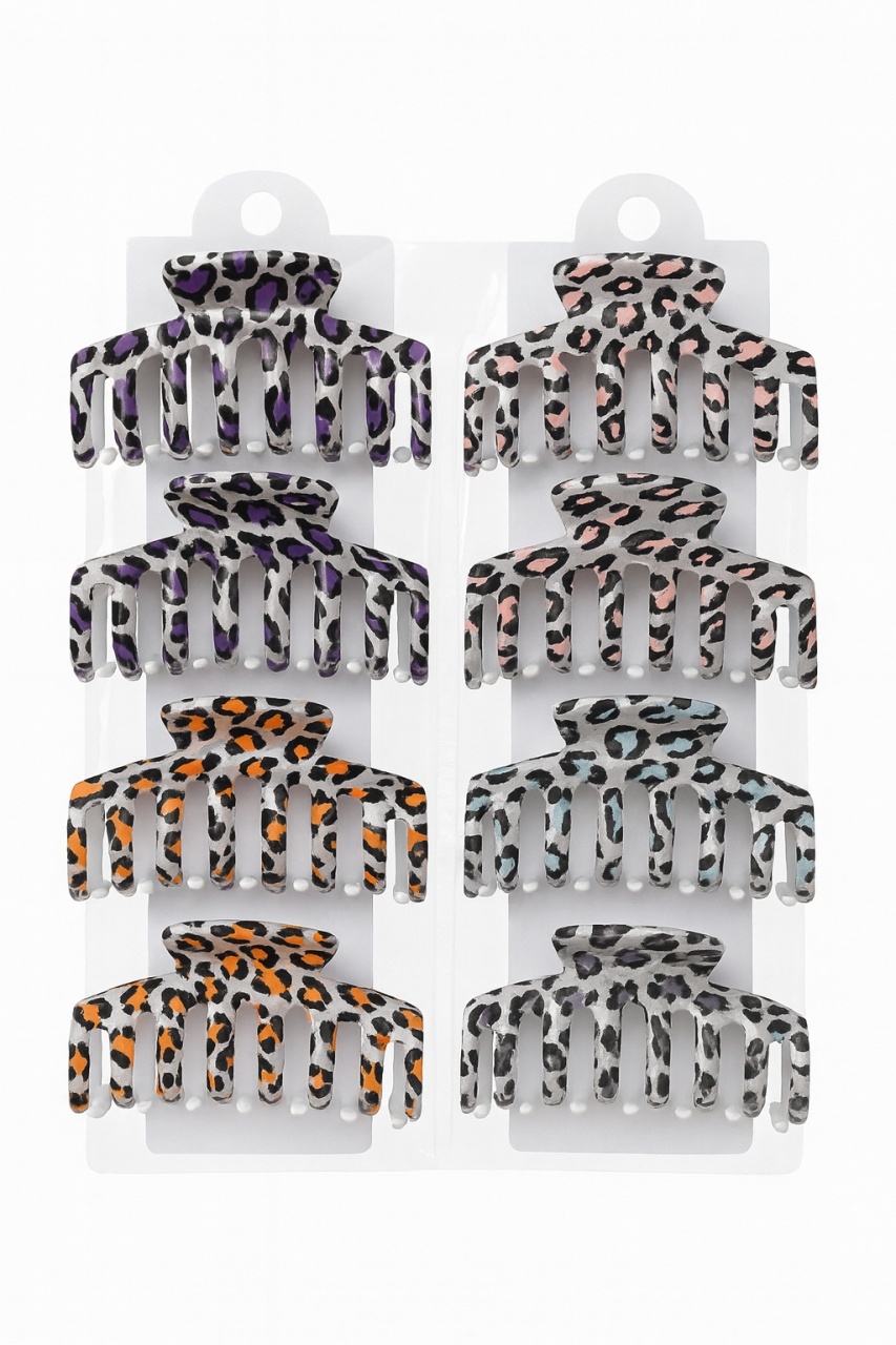 Set 12 Cleme Par Leopard 11cm , Accesorii Colorate si Rezistente pentru Coafuri 2
