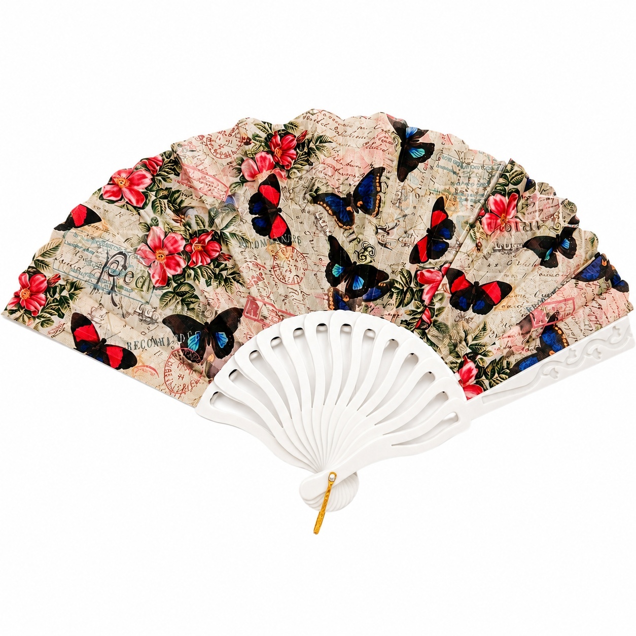 Set 12 Evantaie 23 cm – Modele Florale și Fluturi, Evantaie Elegante Livrate Aleatoriu 2