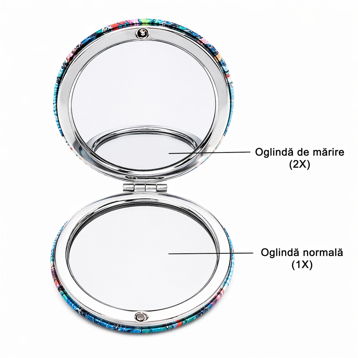Set 12 oglinzi cosmetice 7 cm model unicorn, oglindă dublă, compacte și portabile 3