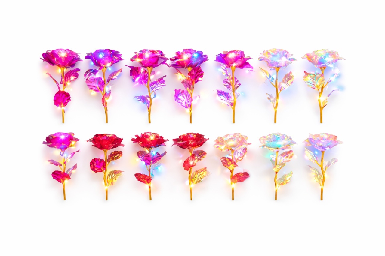 Set 14 flori artificiale cu LED si baterii incluse, ambalaj cadou, multicolor, 20 x 7 cm 3