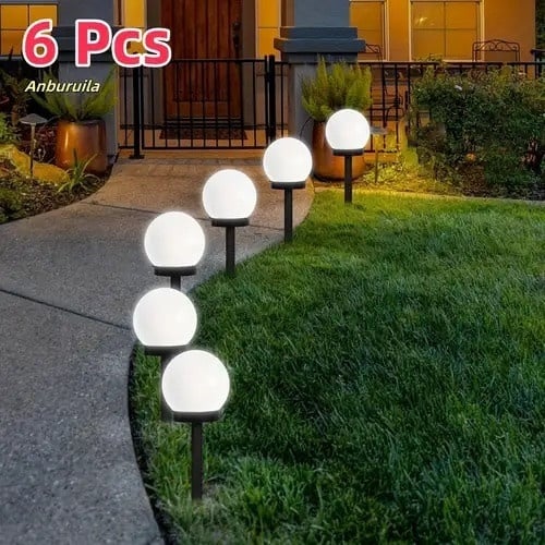 Set 2 Lampi Solare Gradina Glob LED Lumina Rece cu Tarus pentru Alei Curte Exterior