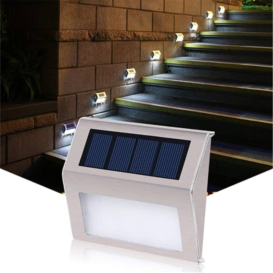 Set 2 lumini solare LED pentru trepte Solterix, metalic, argintiu 3