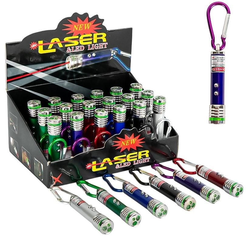 Set 24 brelocuri cu laser si lanterna LED, culori mixte, baterii incluse 2