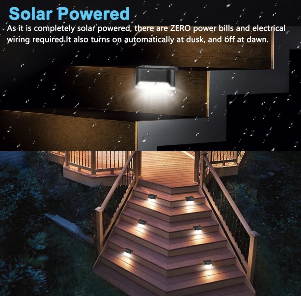 Set 4 Lămpi Solare pentru Exterior, montare trepte sau perete, LED, Negru 3