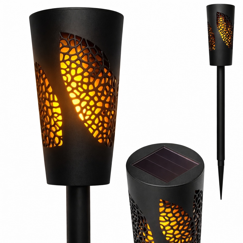 Set 6 Lămpi Solare de Grădină cu Țepușă, LED, Plastic, Negru, YV29 2