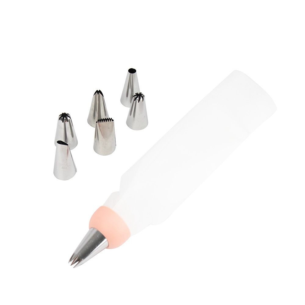 Set decorare prajituri cu pos si duze, 7 piese, otel inoxidabil si silicon alimentar 2