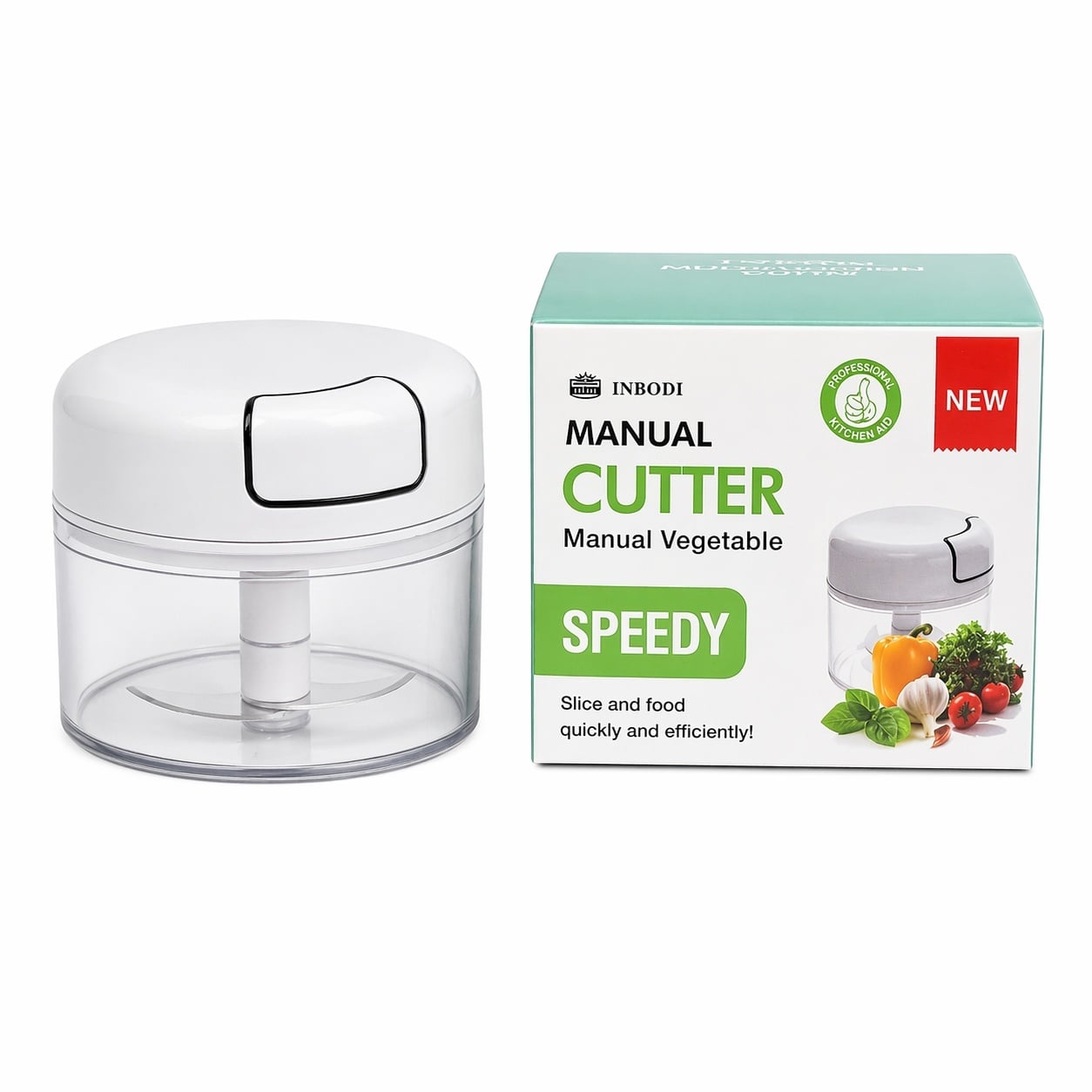 Tocător Manual Legume cu Lame Inox, Recipient Transparent, Rapid