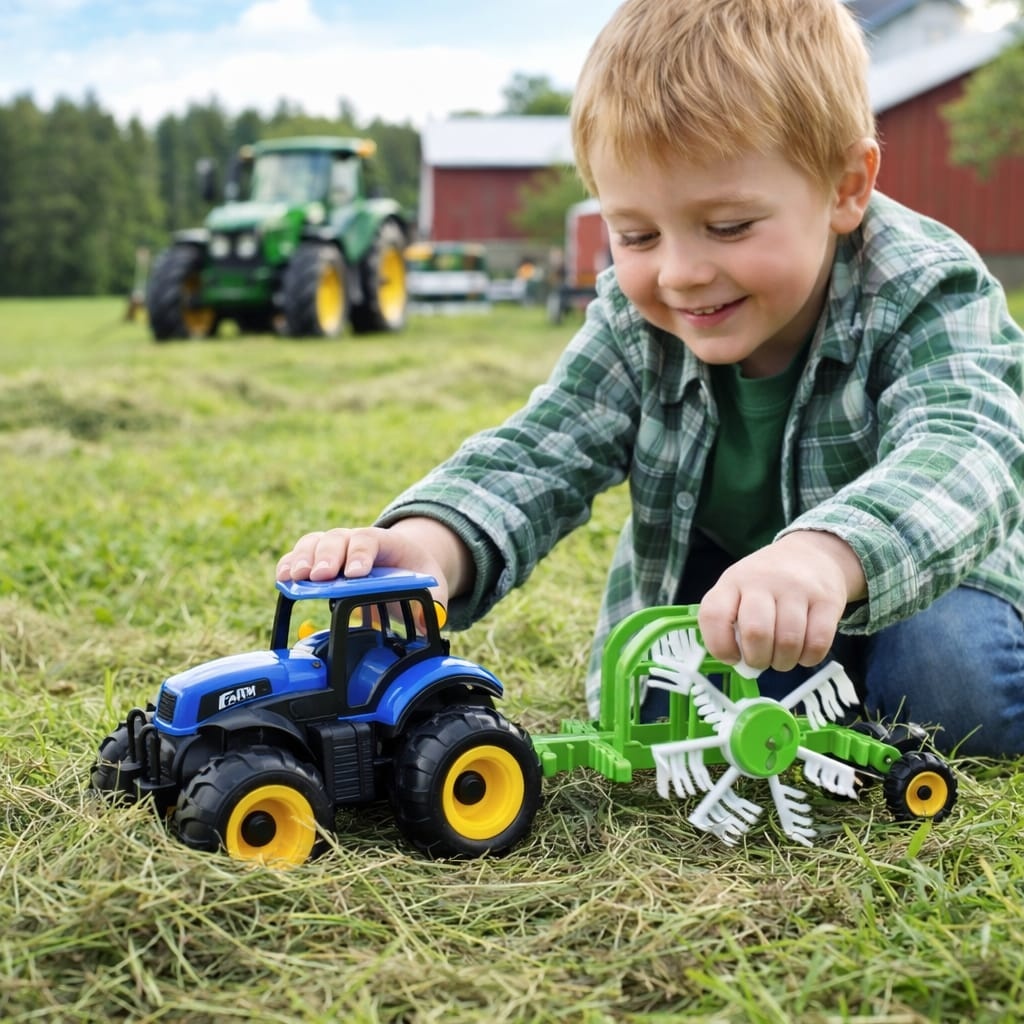 Tractor fermă albastru, plastic ABS, jucărie vehicul agricol 2