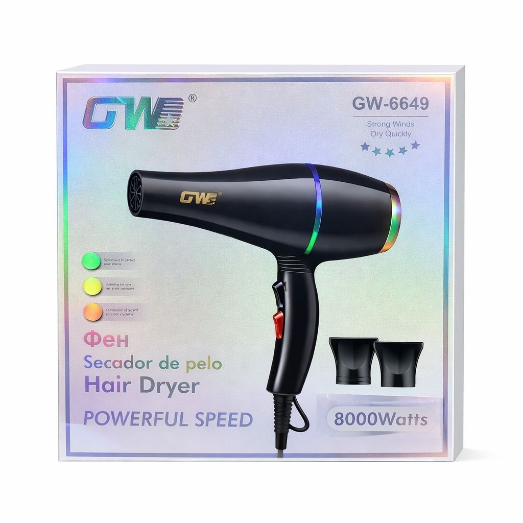 Uscător de Păr Profesional TW, Plastic, 1300W, 2 Viteze, Culoare Negru 3