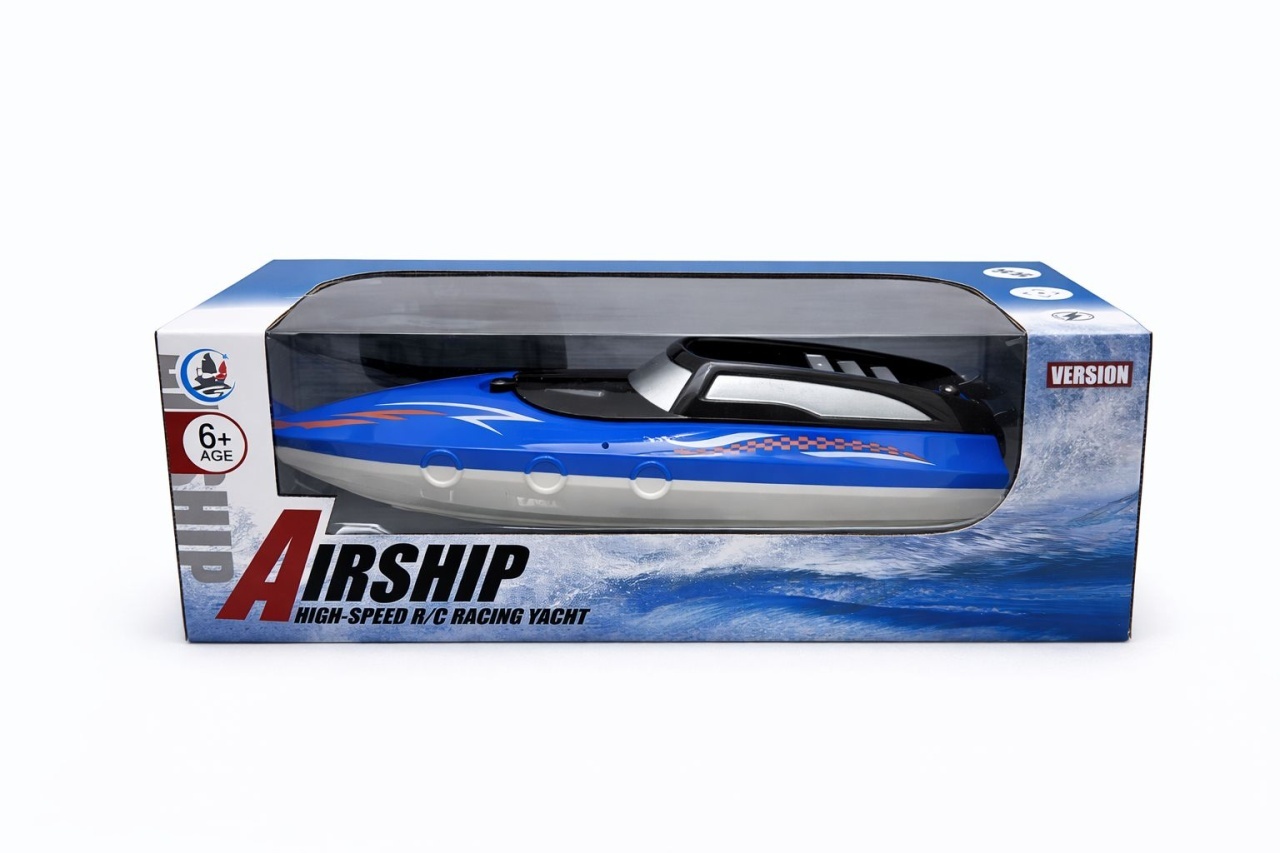 Yacht cu radiocomanda de mare viteza pentru apa design sport rosu/ albastru 34.5x12x15 cm 3