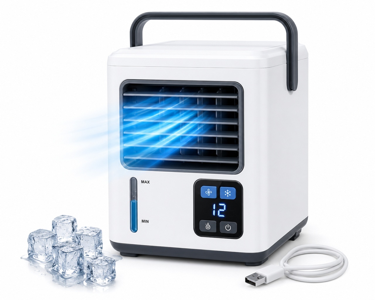 Aer conditionat portabil mini cu racire si umidificare aer, alimentare USB 4