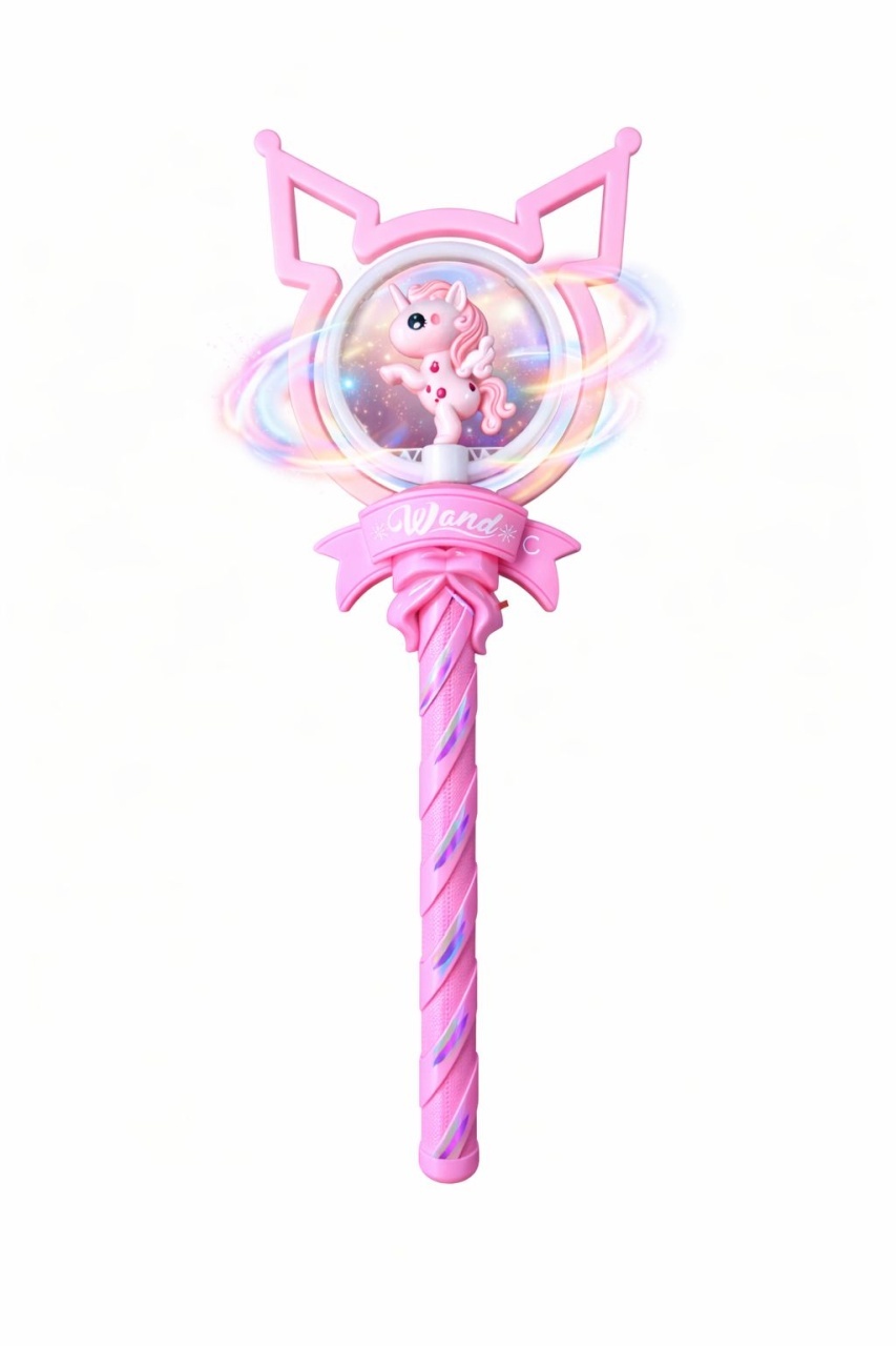 Baghetă Magică pentru Copii, Jucărie Interactivă din Plastic, Design Unicorn, Roz,42 cm