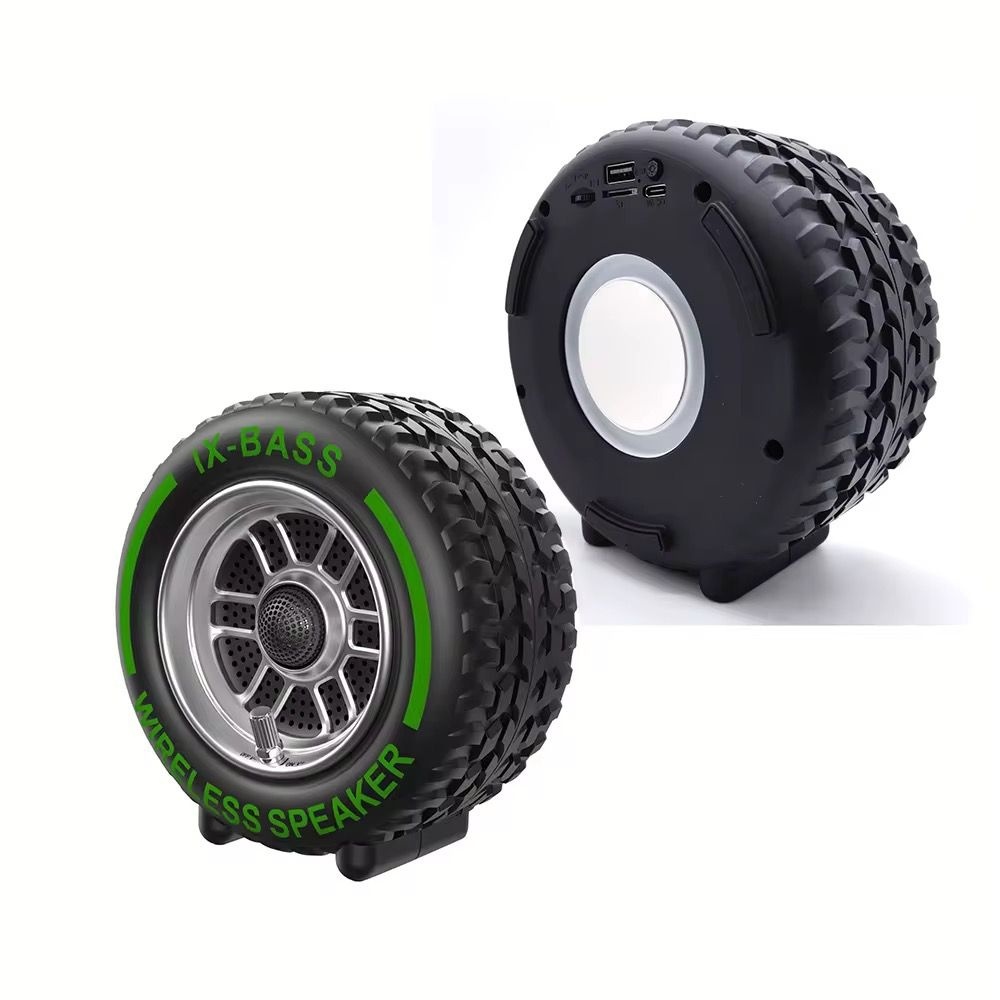 Boxă portabilă Bluetooth IX-BASS în formă de roată, TF, USB, FM, TWS, Verde 3