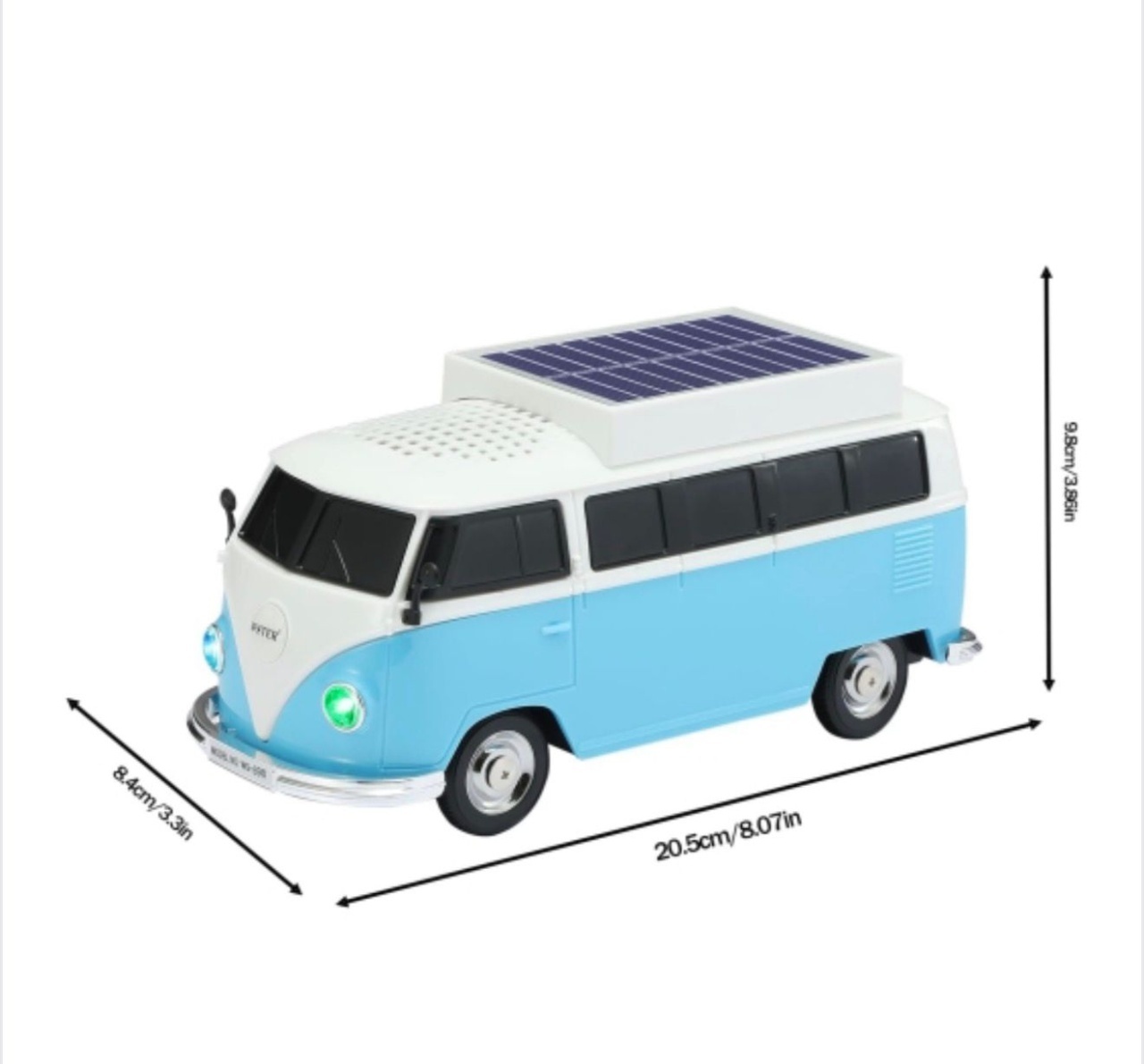 Boxă portabilă Bluetooth WSTER în formă de microbuz retro, cu încărcare solară, albastru 5