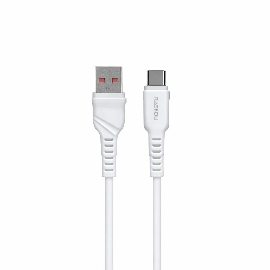 Cablu de încărcare rapidă și date USB Type-C Hongyu HY-SJX37, silicon lichid, 66W, 1m, alb