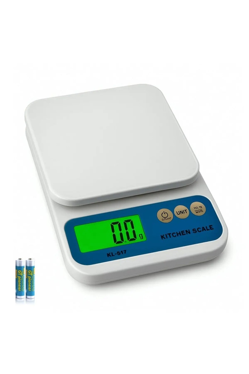 Cântar de Bucătărie Electronic Digital, Plastic și Metal, Argintiu și Albastru, Model KL-517