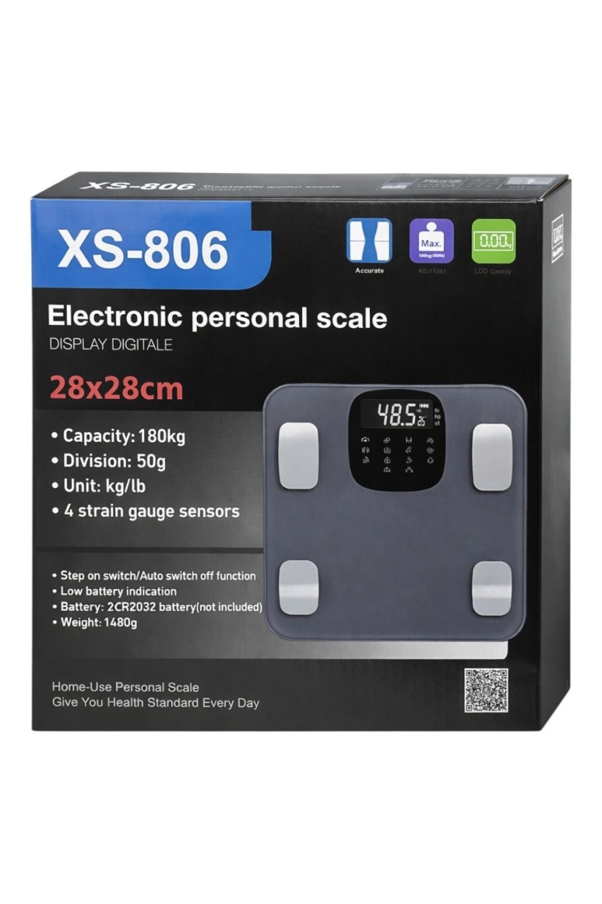 Cântar Personal Electronic cu Afișaj LCD, Capacitate 180kg, 28x28cm, Gri 2