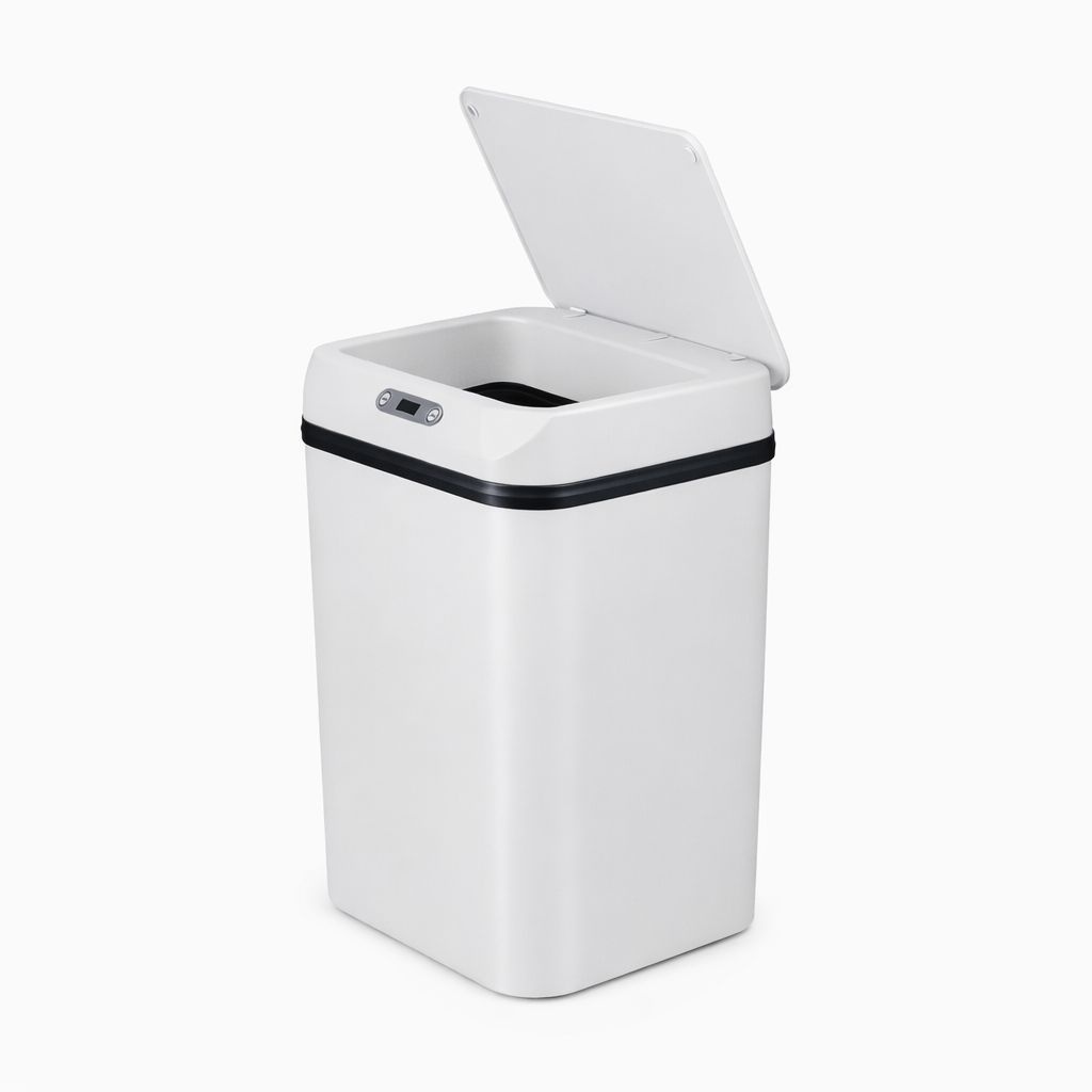 Coș de gunoi cu senzor, 15 litri, plastic, alb, deschidere automată
