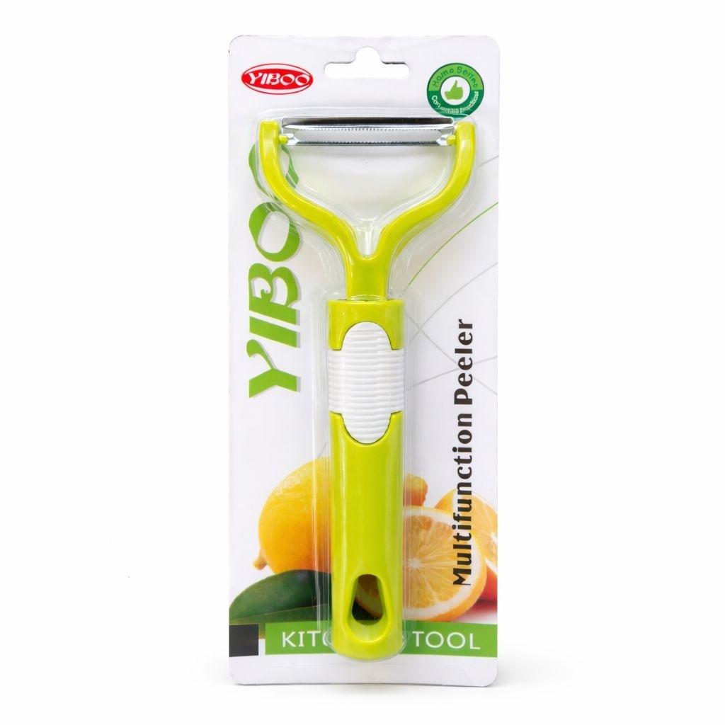 Curatator legume si fructe YIBOO verde, decojitor inox multifunctional cu maner ergonomic 2